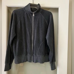 Linea Gray Long Sleeve Front Zip Collared Sweatshirt Womens M